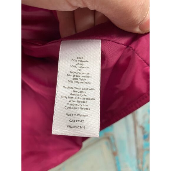 Talbots Womans M Diamond Quilted Raspberry Pink Jacket with Pockets Snap Down - Picture 6 of 9